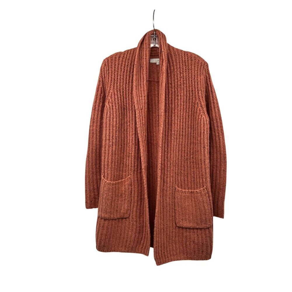 Ann Taylor Loft Knit Cardigan Open Front Coral Size SP Pockets